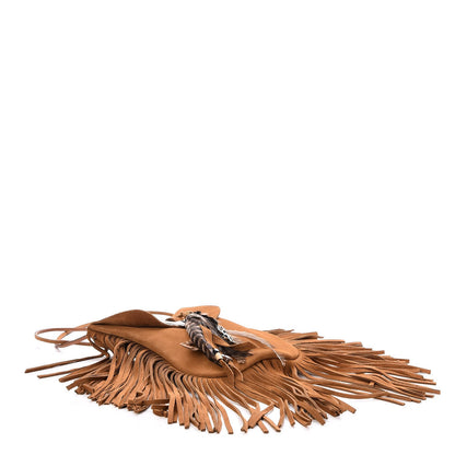 Saint Laurent Suede Fringe Flat Anita Crossbody Bag Camel 4 of 10