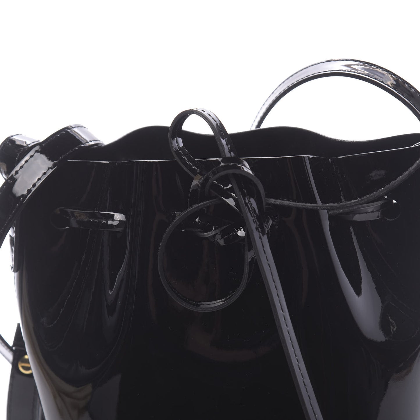 Patent Calfskin Mini Mini Bucket Bag Black