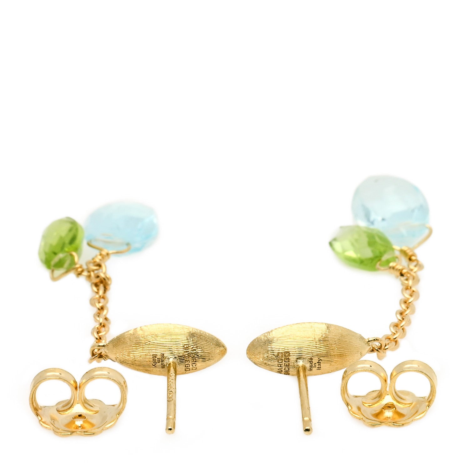 Marco Bicego 18K Yellow Gold Blue Topaz Peridot Drop Earrings 3 of 6
