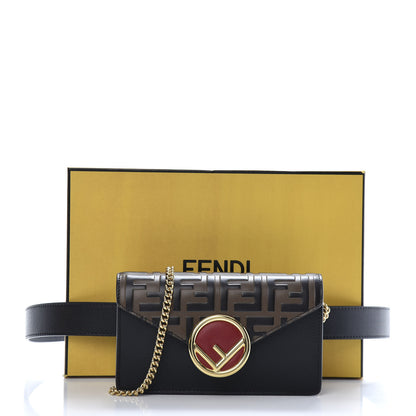 Fendi Vitello Cruise F is Fendi Bi-Color FF 1974 Embossed Envelope Belt Bag Maya Black 9 of 9