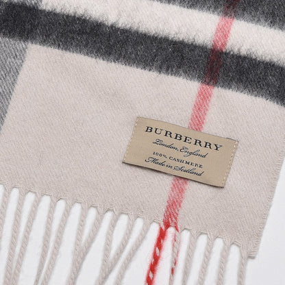 Burberry Cashmere Giant Check Fringe Scarf Stone 4 of 6