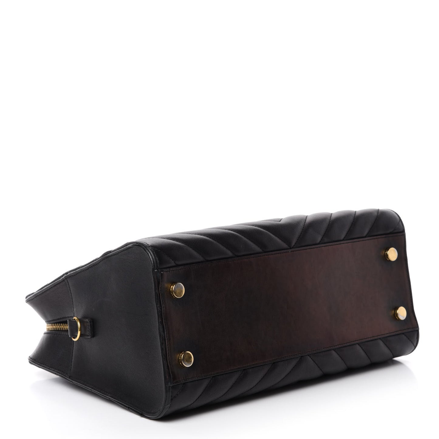 Calfskin Matelasse Chevron Small Monogram Cabas Black