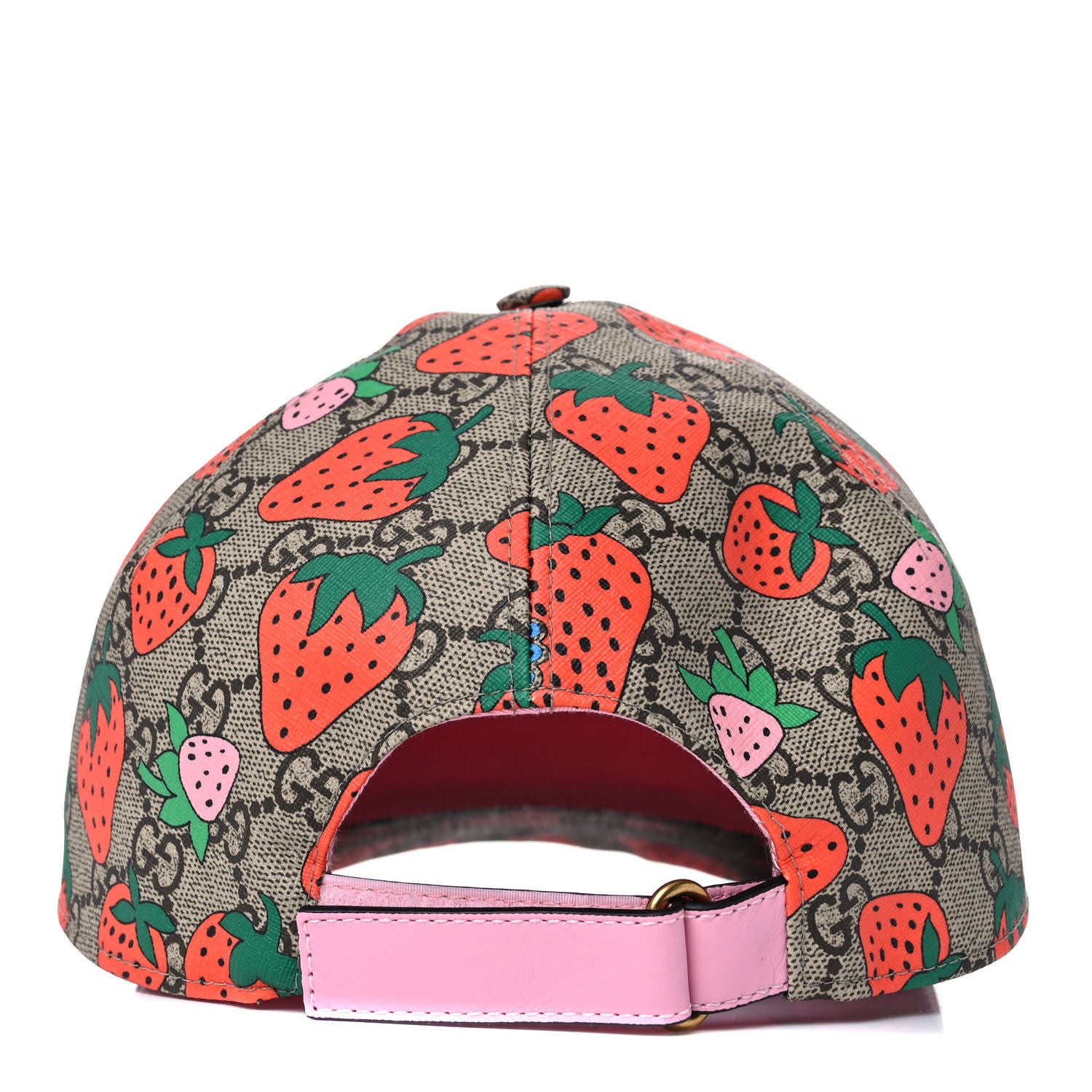 Gucci GG Supreme Monogram Strawberry Baseball Hat XL Beige 4 of 9