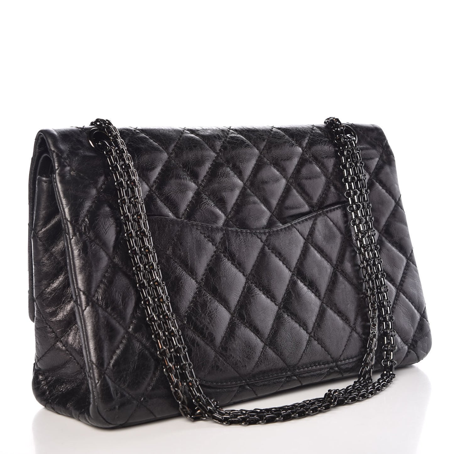 Metallic Aged Calfskin Quilted 2.55 Reissue 227 Flap So Black