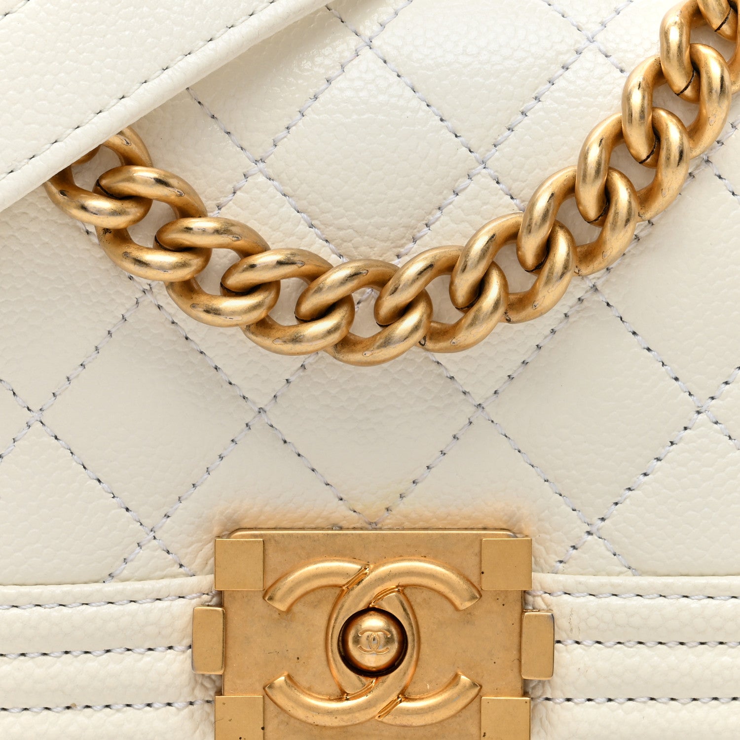 Chanel Caviar Quilted Mini Boy Flap White 8 of 10