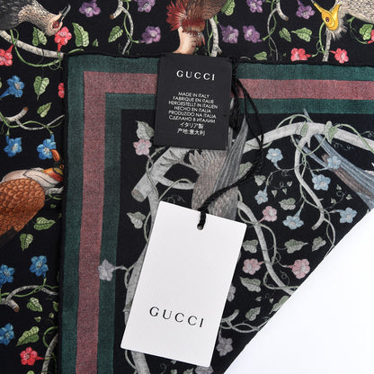 Gucci Silk Floral Condor Square Handkerchief Black 4 of 4