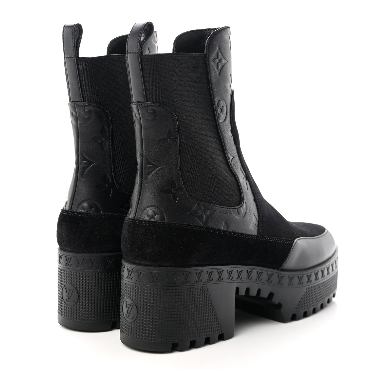 Louis Vuitton LOUIS VUITTON Suede Laureate Platform Chelsea Boot 37.5 Black 4 of 11