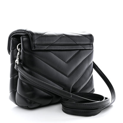 Saint Laurent Calfskin Y Quilted Monogram Toy Loulou Crossbody Satchel Black 3 of 13