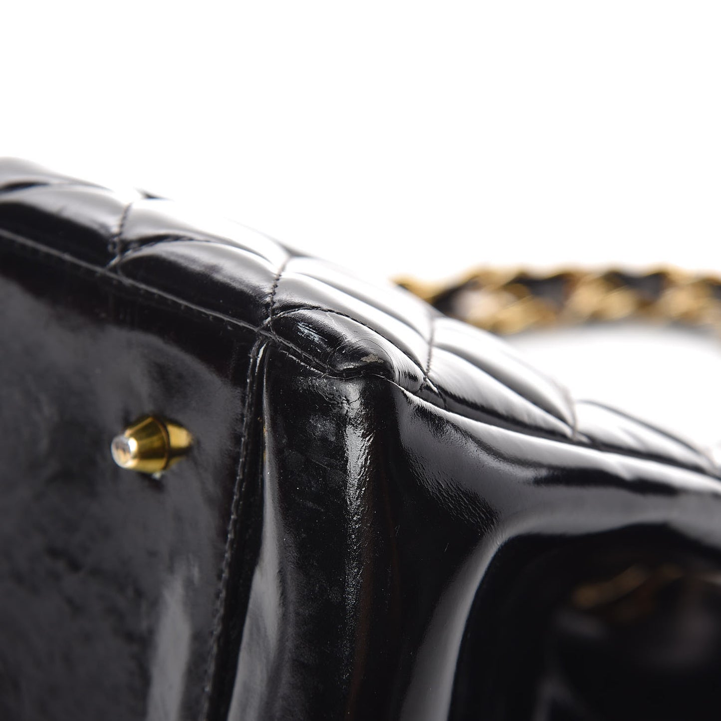 Glazed Calfskin Quilted Tote Black