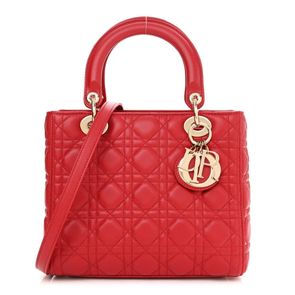 Christian Dior Lambskin Cannage Medium Lady Dior Red 1 of 11