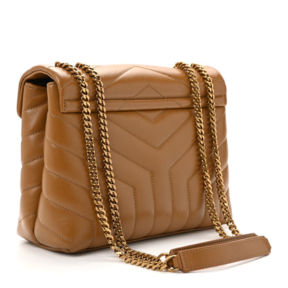 Saint Laurent Calfskin Y Quilted Monogram Small Loulou Chain Satchel Dark Natural 3 of 10