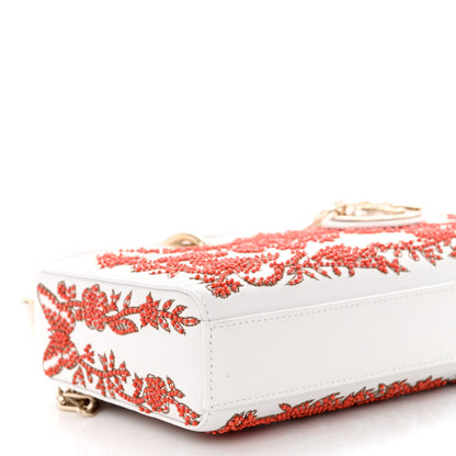 Christian Dior Calfskin Bead Embroidered Ramage Butterfly Lady D-Joy White 8 of 9