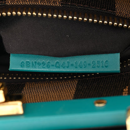 Fendi Vitello Morgan Fabric Jacquard Pequin Medium Peekaboo Iconic Satchel Lago Tobacco Black 8 of 11