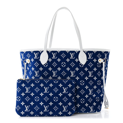 Louis Vuitton Jacquard Velvet Monogram LV Match Neverfull MM Bleu 3 of 11