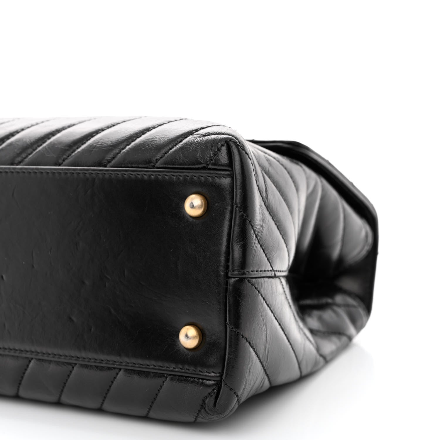 Chanel Calfskin Lizard Chevron Quilted Medium Coco Handle Flap Black 10 of 15