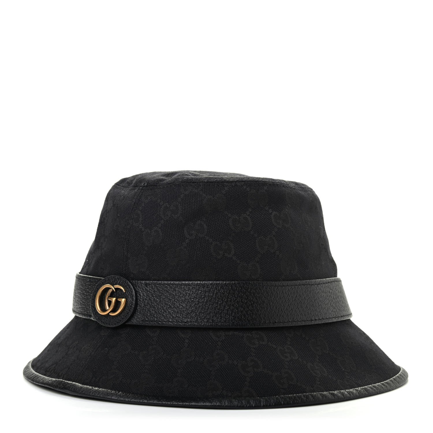 Gucci Monogram Textured Dollar Calfskin GG Jago Bucket Hat L Black 1 of 9