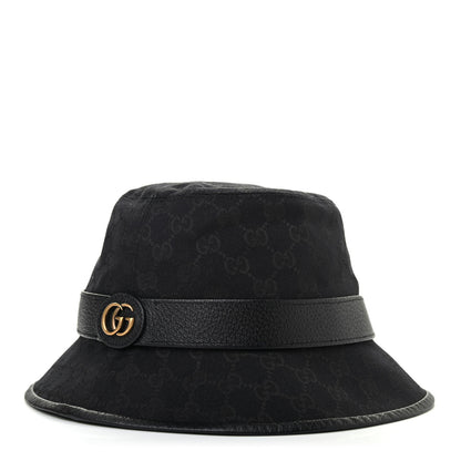 Gucci Monogram Textured Dollar Calfskin GG Jago Bucket Hat L Black 1 of 9