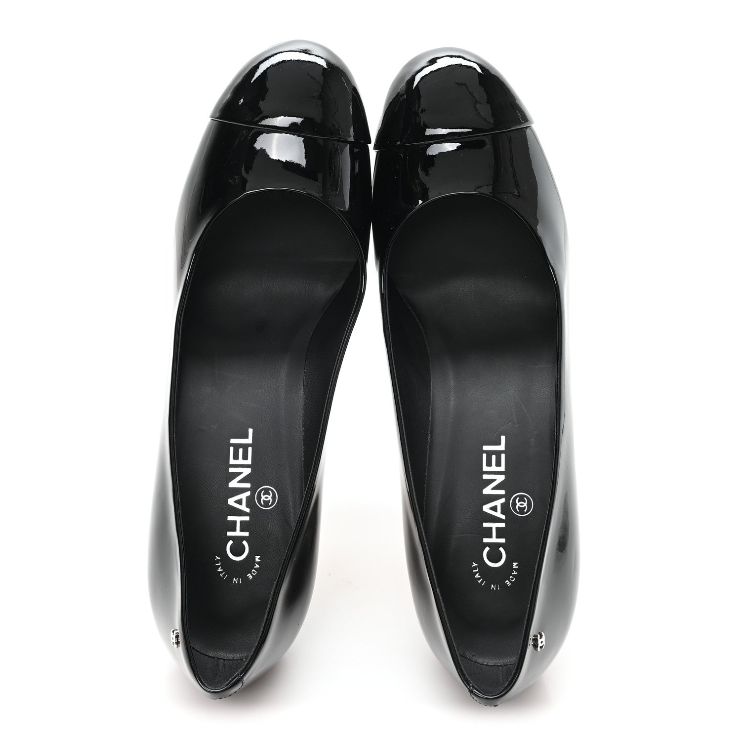 Chanel Patent Calfskin Cap Toe CC Pearl Pumps 41 Black 2 of 10