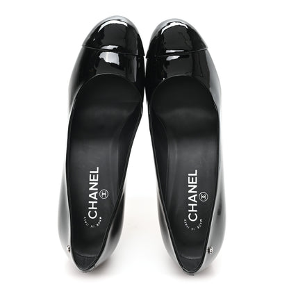 Chanel Patent Calfskin Cap Toe CC Pearl Pumps 41 Black 2 of 10