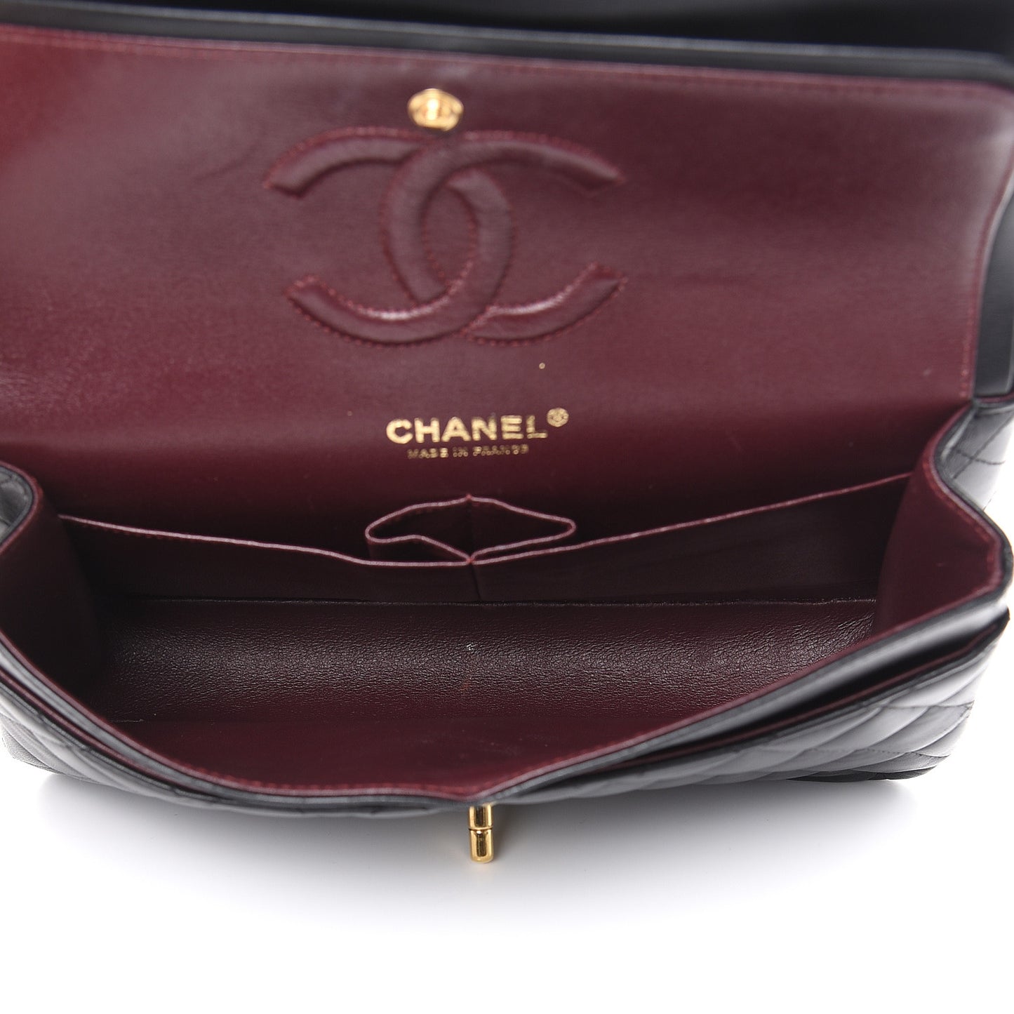 Lambskin Quilted Medium Double Flap Black