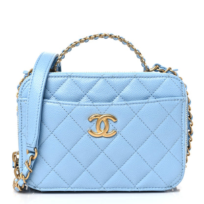Chanel Caviar Quilted Small Pick Me Up Vanity Case Light Blue 1 of 10