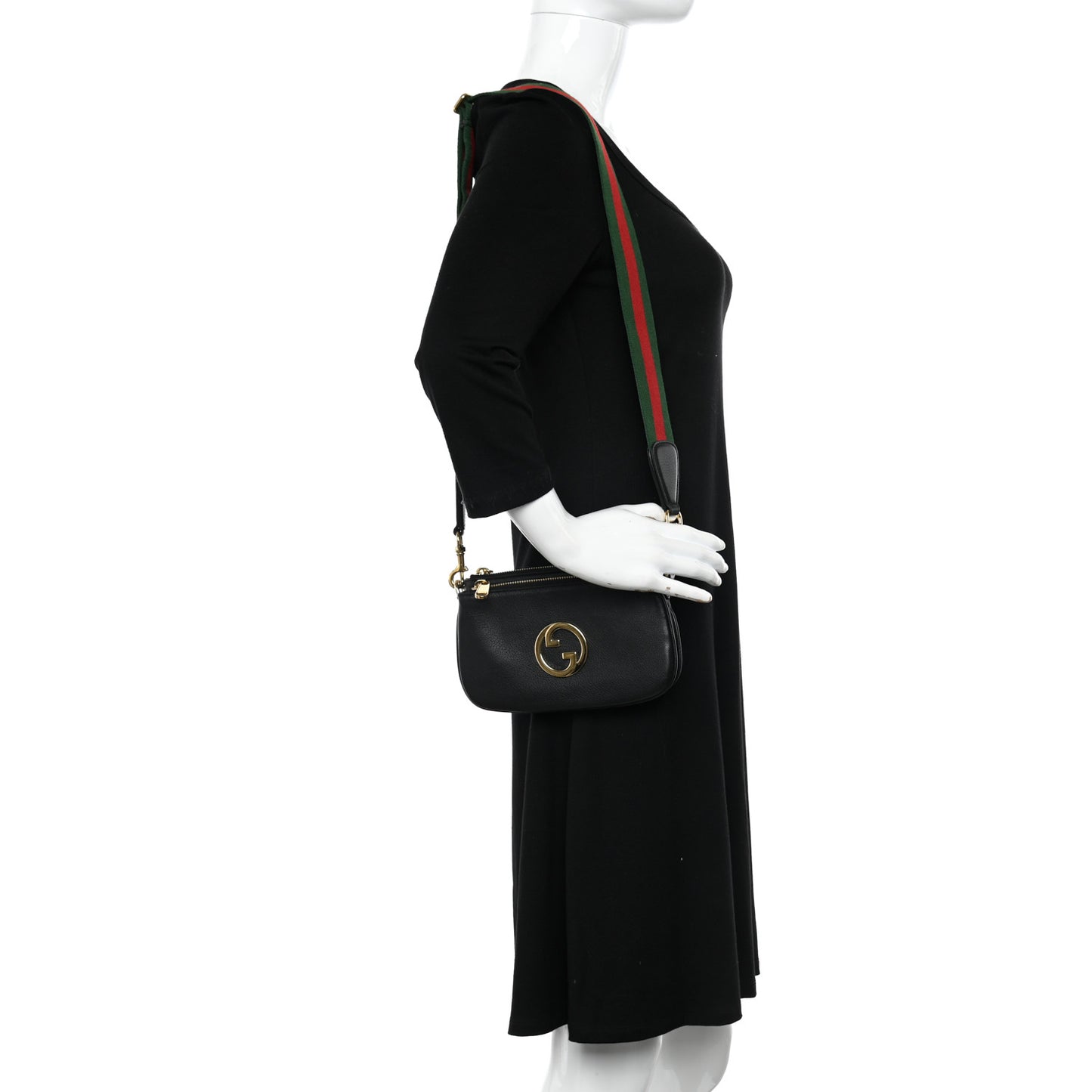 Roxy Calfskin Web Mini Blondie Crossbody Bag Black
