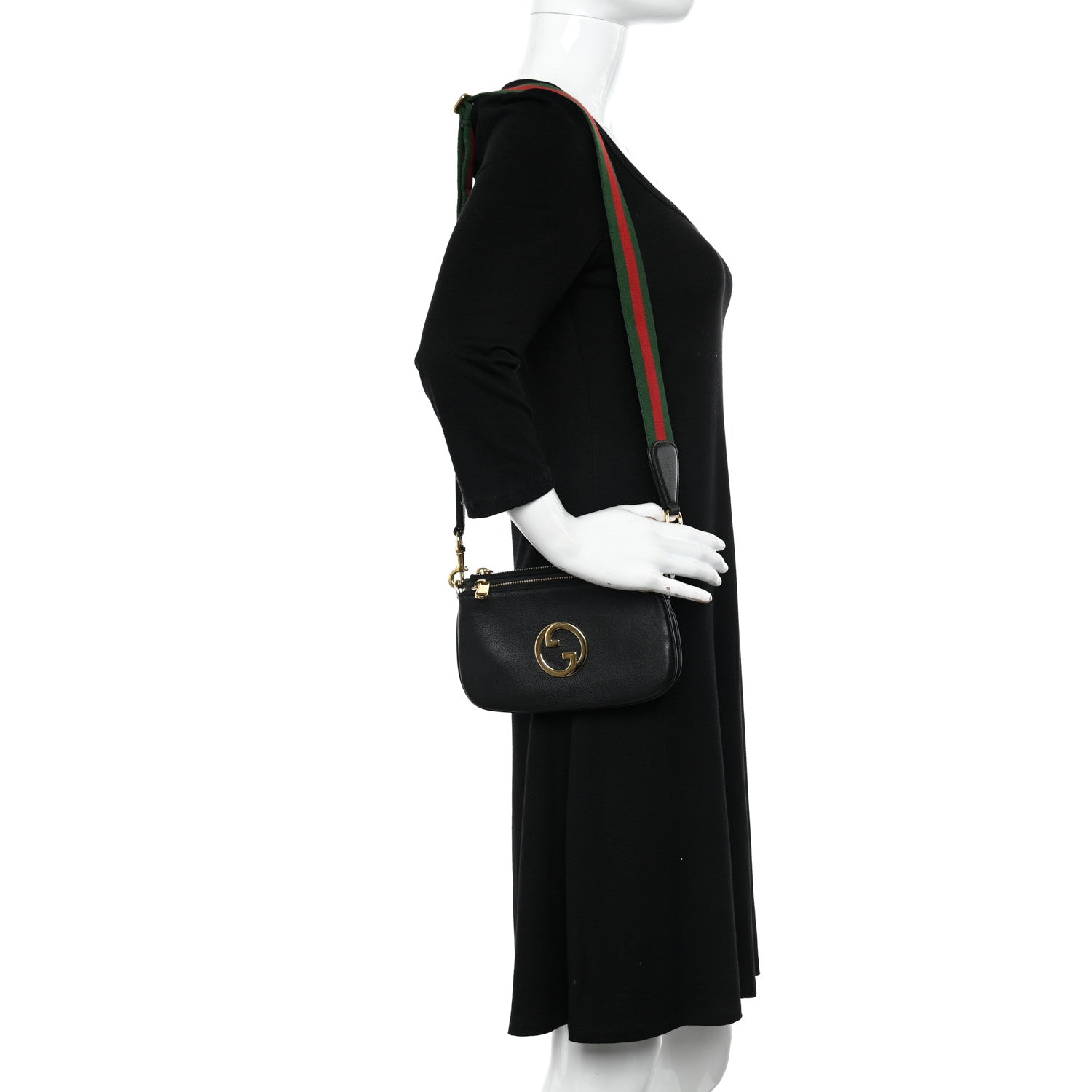 Gucci Roxy Calfskin Web Mini Blondie Crossbody Bag Black 3 of 12