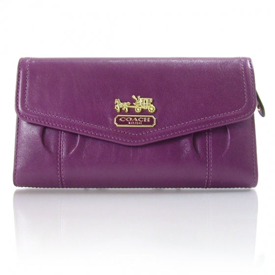 COACHLeatherMadisonCheckbookWalletPurple