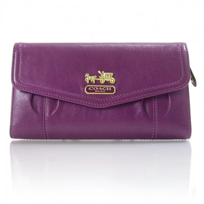 FASHIONPHILE COACHLeatherMadisonCheckbookWalletPurple 1 of 2