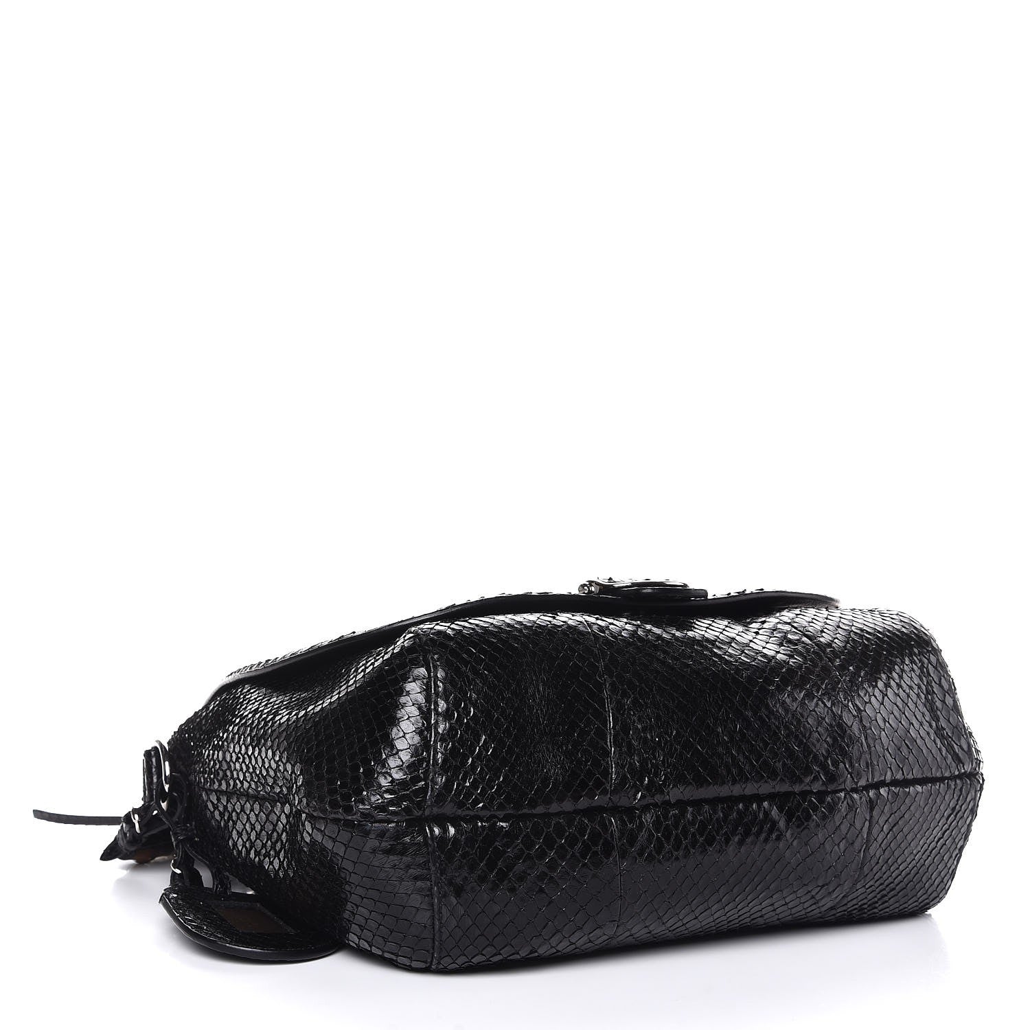 Gucci Python Large Techno Horsebit Shoulder Flap Bag Black 4 of 7