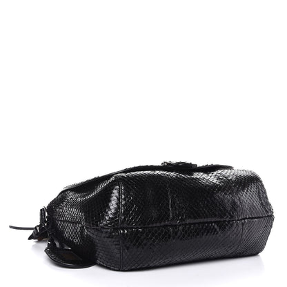 Gucci Python Large Techno Horsebit Shoulder Flap Bag Black 4 of 7