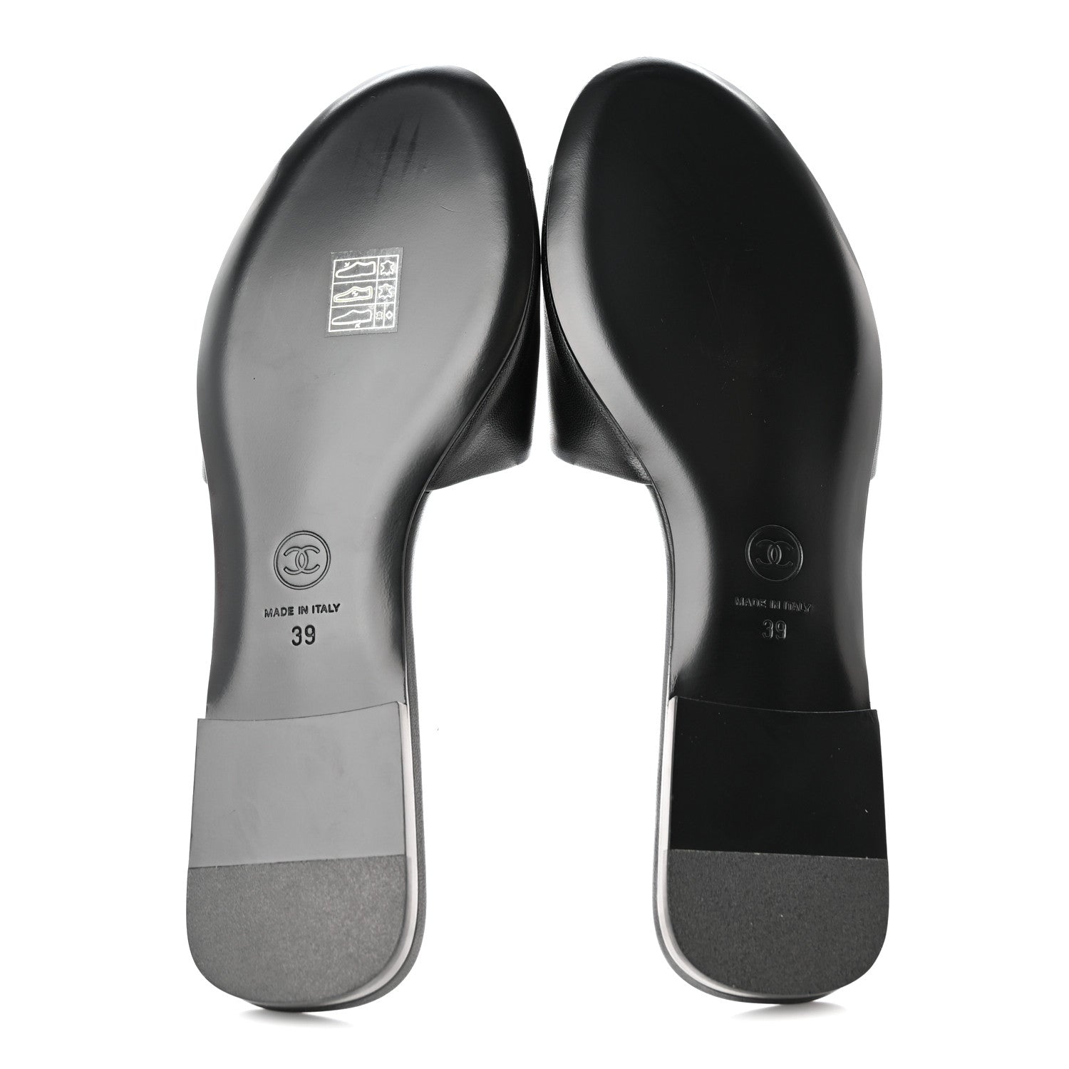 Chanel Lambskin Pearl CC Sandals 39 Black 5 of 11