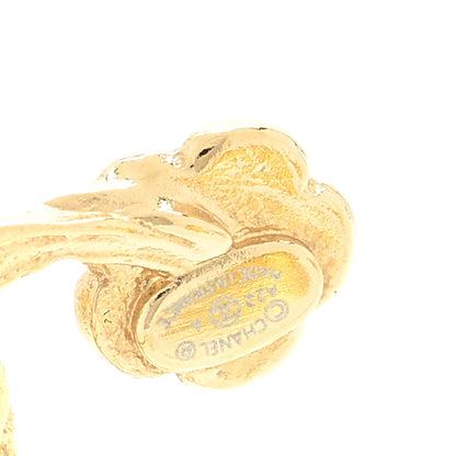 Chanel Metal CC Flower Earrings Gold 4 of 4