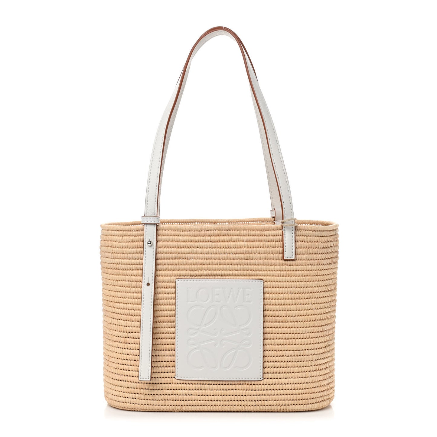 Raffia Square Basket Tote Bag Natural White