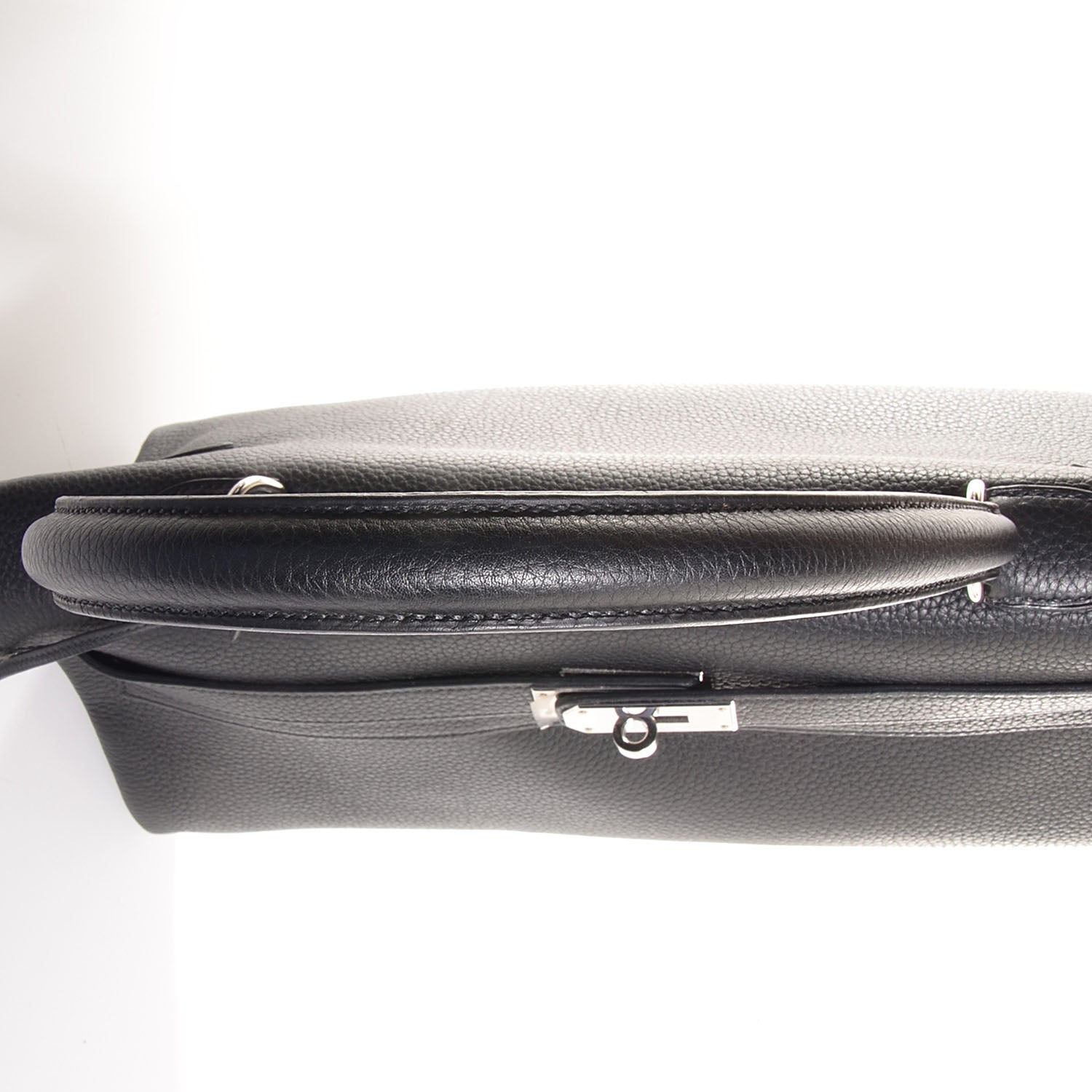 Hermes Taurillon Clemence Shoulder Kelly 40 Black 6 of 26