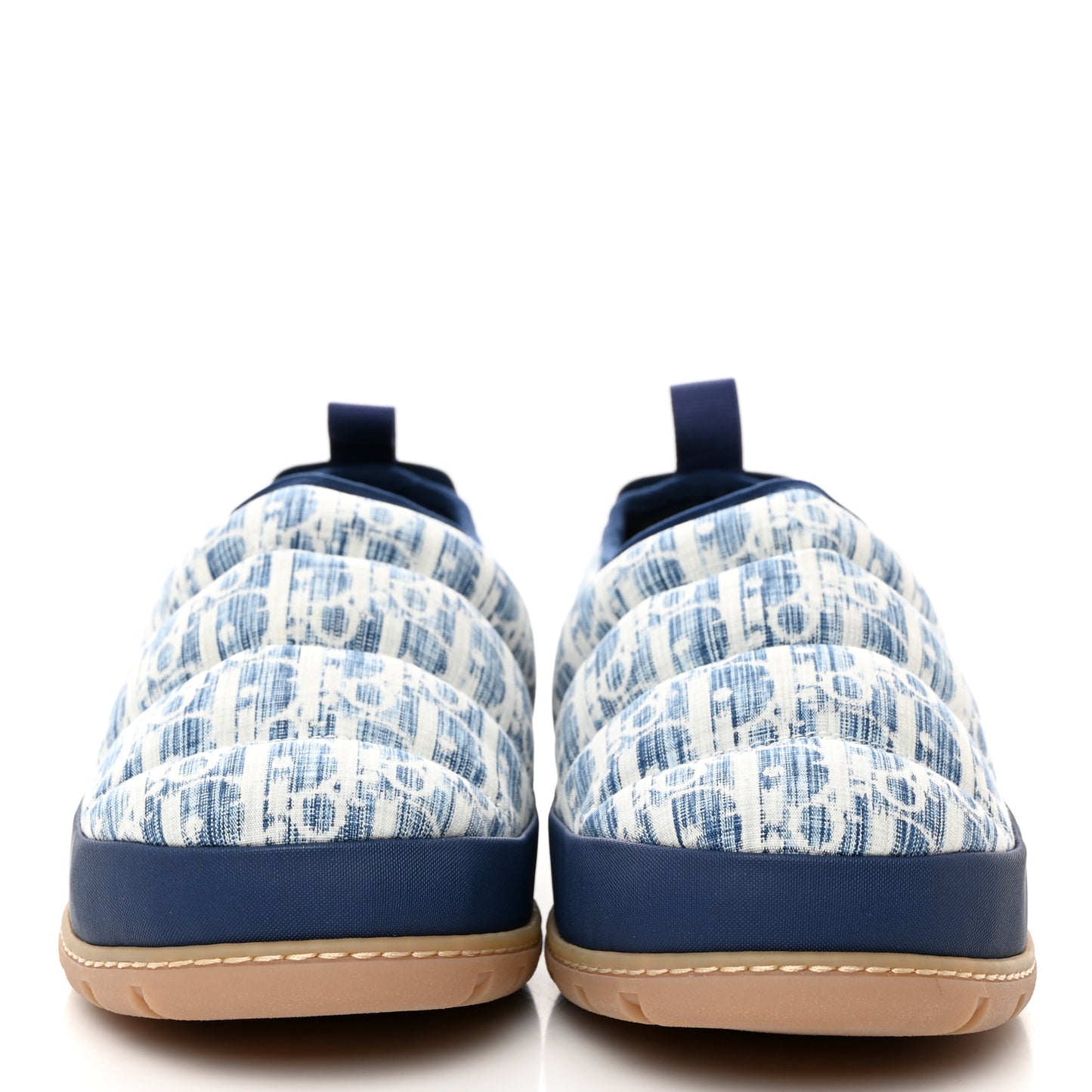 Nylon Oblique Mens Puffy Slippers 42 Blue White