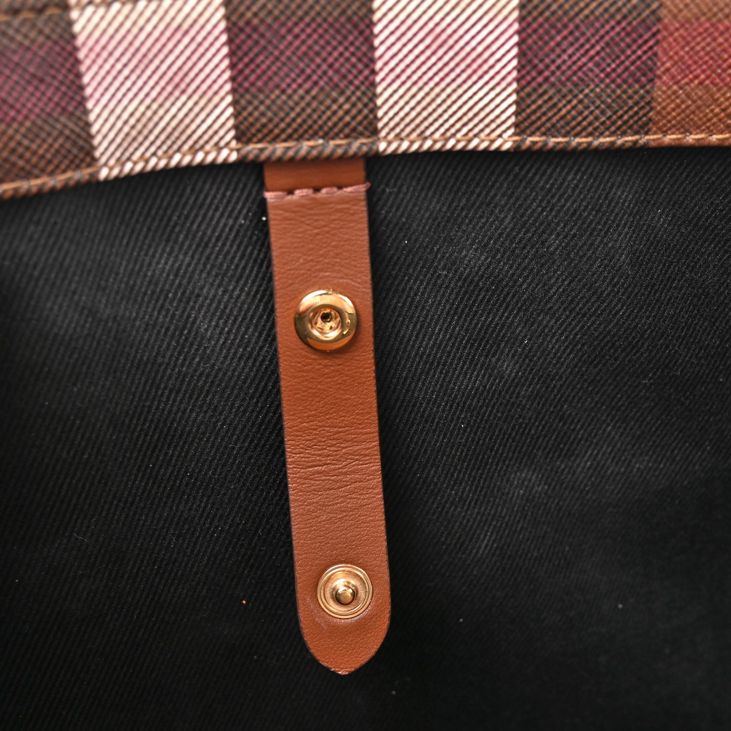 E-Canvas Check Calfskin Mini Freya Tote Dark Birch Brown