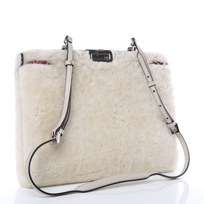 Fendi Shearling Peekaboo Iconic Clutch White Papavero 3 of 8