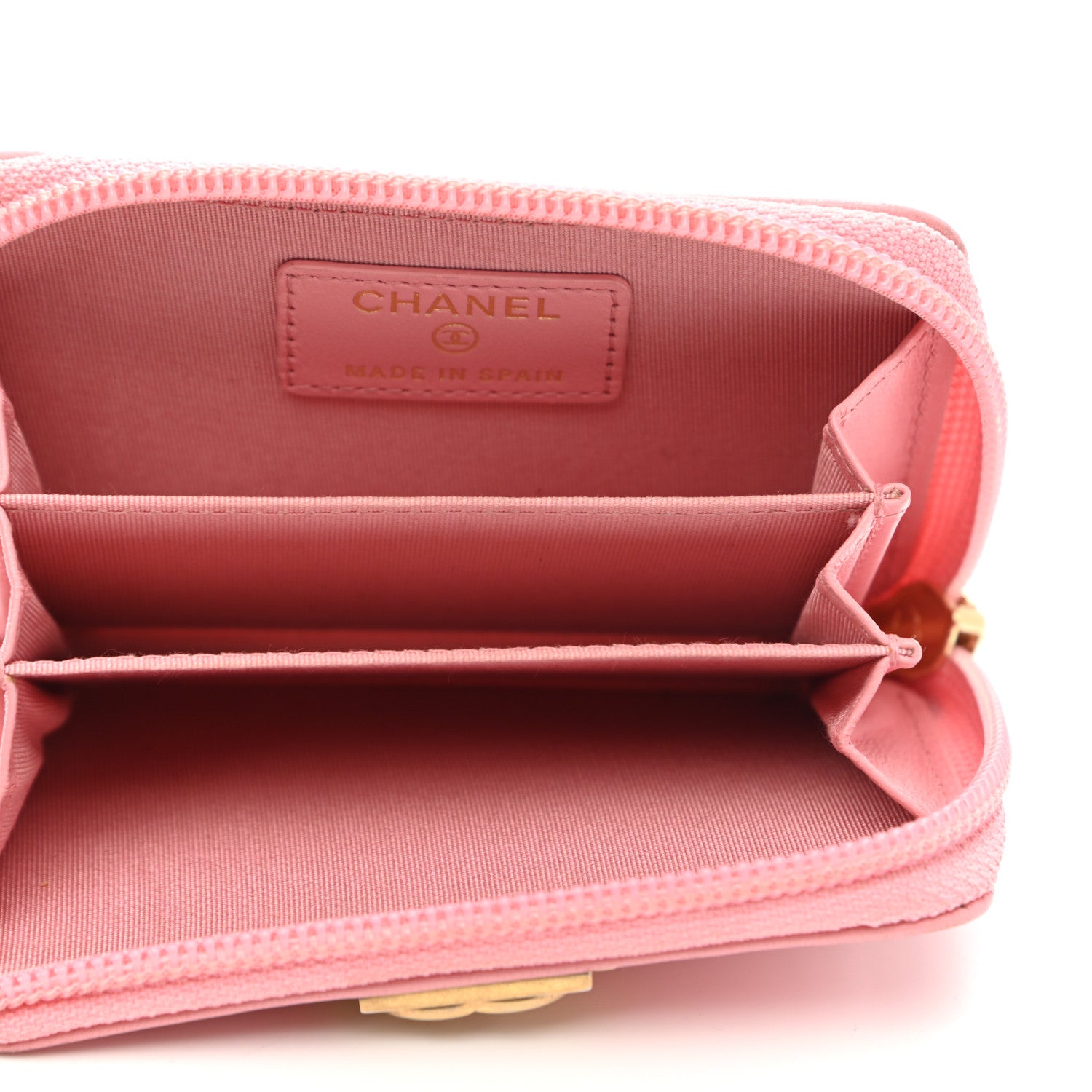 Chanel Lambskin Quilted Boy Zip Around Coin Purse Wallet Pink 5 of 11