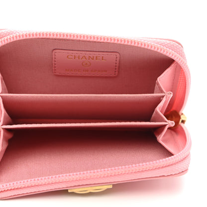 Chanel Lambskin Quilted Boy Zip Around Coin Purse Wallet Pink 5 of 11