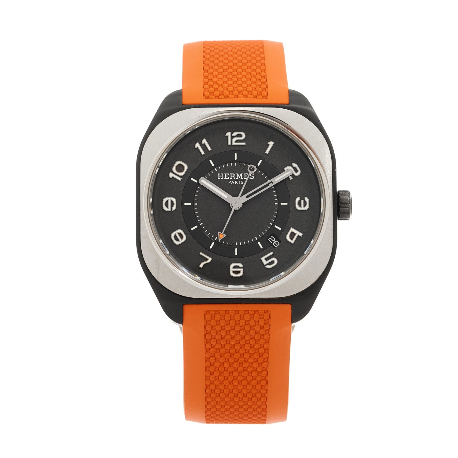 Hermes DLC Coated Titanium Rubber 39mm H08 Automatic Watch Orange 1 of 5