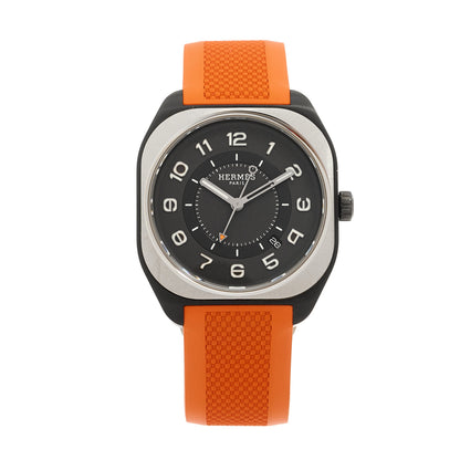 Hermes DLC Coated Titanium Rubber 39mm H08 Automatic Watch Orange 1 of 5