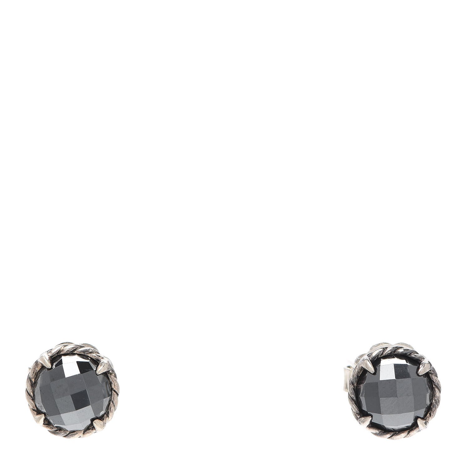 David Yurman Sterling Silver Hematite 8mm Chatelaine Earrings 1 of 4