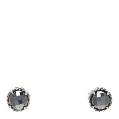 David Yurman Sterling Silver Hematite 8mm Chatelaine Earrings 1 of 4