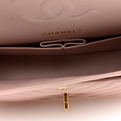 Chanel Calfskin Chevron Quilted Medium Double Flap Light Pink 5 of 10