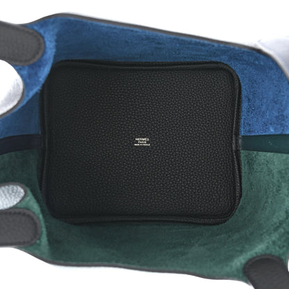 Hermes Taurillon Clemence Casaque Picotin Lock 22 MM Vert Cypres Bleu Nuit Black 5 of 12