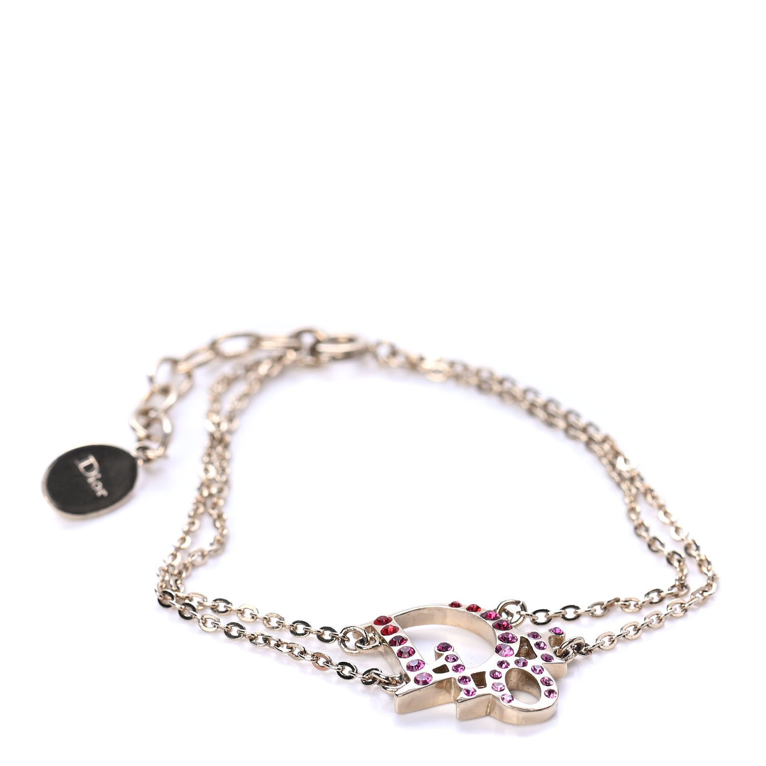 Christian Dior Crystal Logo Bracelet Silver Multicolor 1 of 3