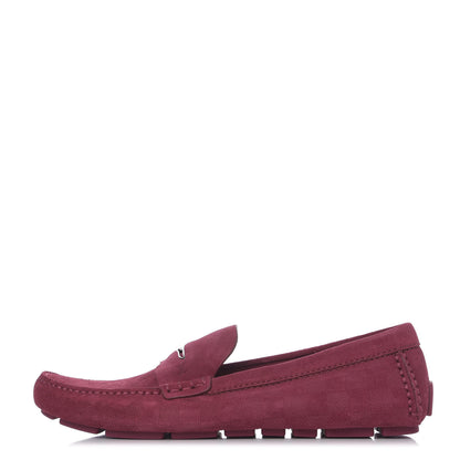 Louis Vuitton Suede Damier Shade Moccasin Loafers 9.5 Framboise 1 of 5