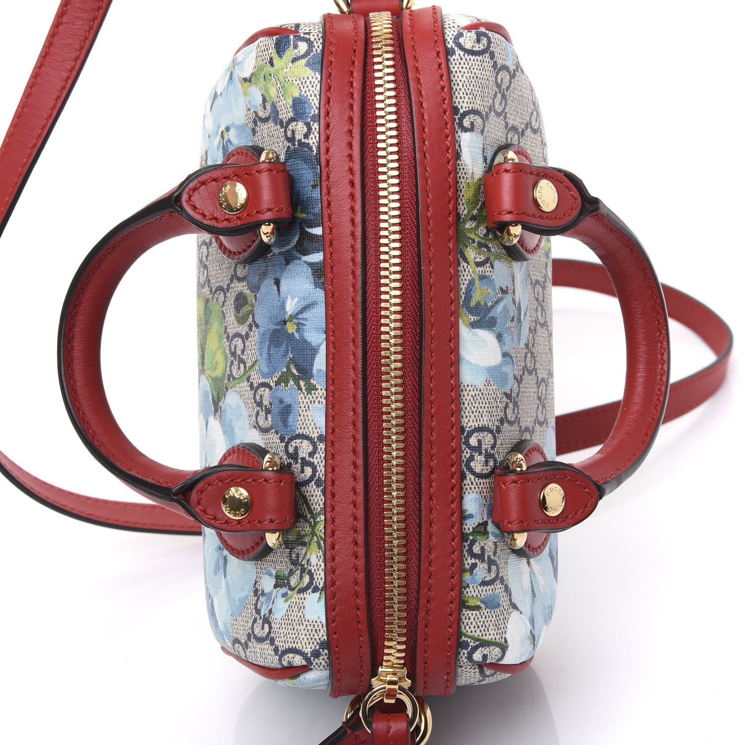 Gucci GG Supreme Monogram Blooms Mini Boston Navy Blue Hibiscus 11 of 12