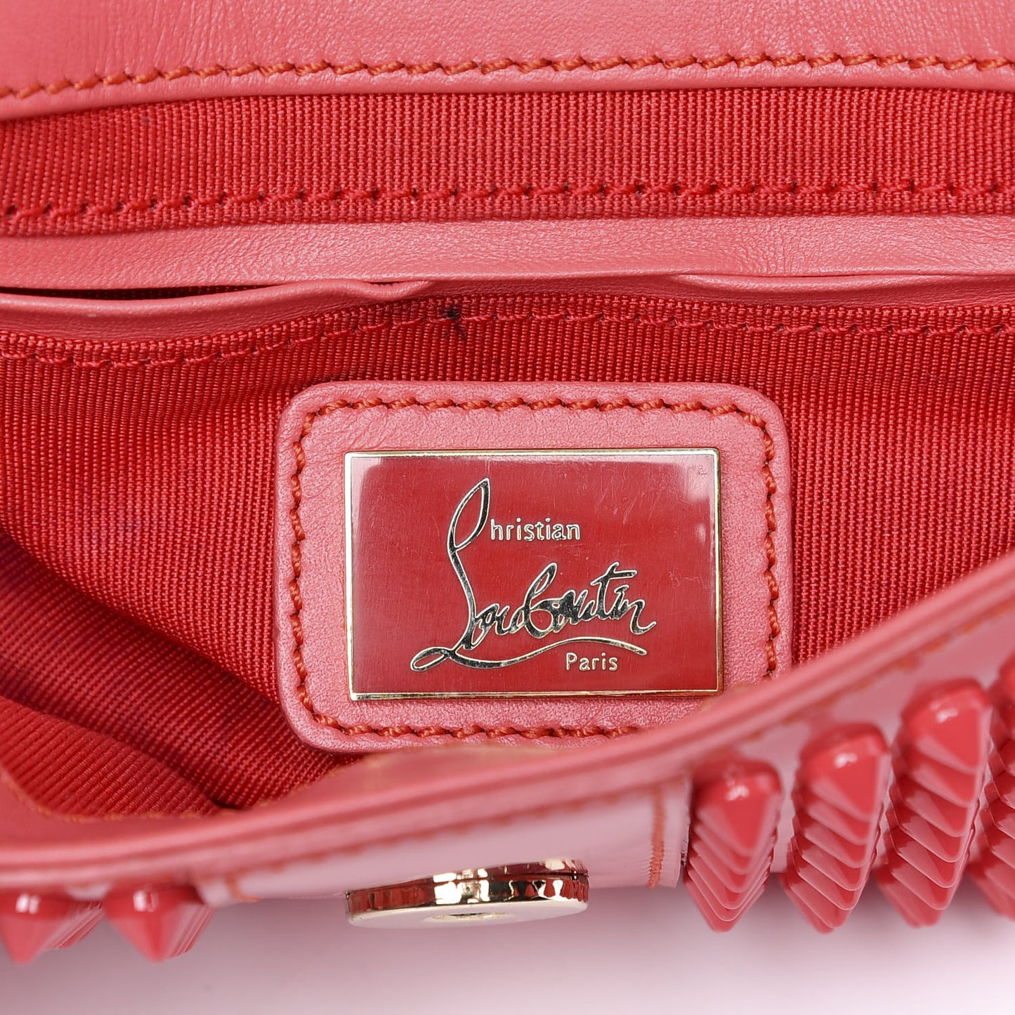 Patent Spiked Sweety Charity Crossbody Bag Framboise